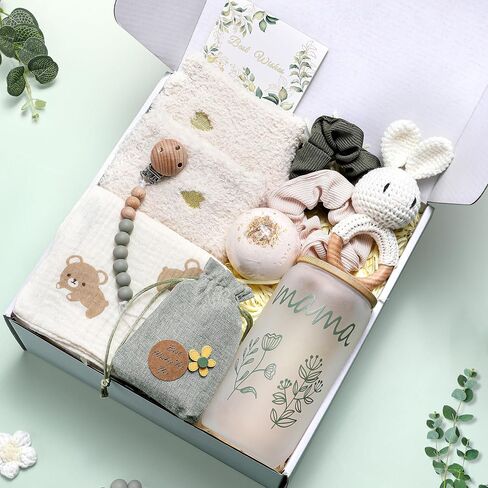 New Mom Gift Set Baby Shower Gifts Basket for Newborn Sage Green Pregnancy Gift for Women After Birth Postpartum Essentials for Expecting Mom to Be Mothers Day Birthday Gifts for First Time Mother in Saudi Arabia