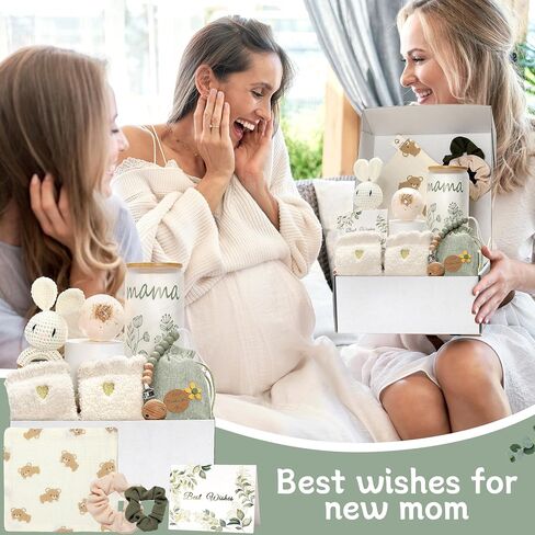 New Mom Gift Set Baby Shower Gifts Basket for Newborn Sage Green Pregnancy Gift for Women After Birth Postpartum Essentials for Expecting Mom to Be Mothers Day Birthday Gifts for First Time Mother in Saudi Arabia