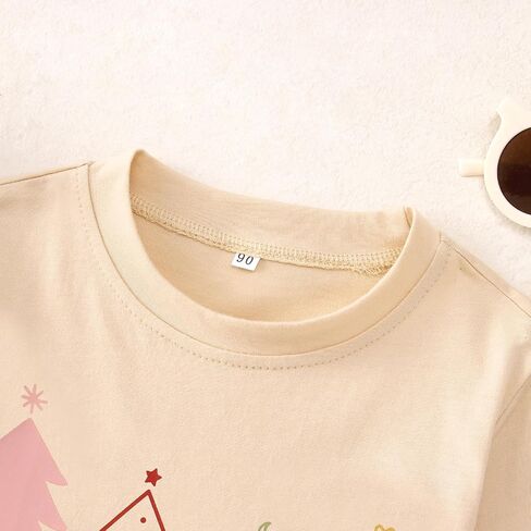 MODNTOGA Merry Christmas T-Shirt Toddler Girl Christmas Tree Print Long Sleeve Crewneck Shirt Christian Xmas Holiday Tee Tops in Saudi Arabia