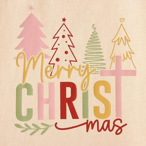 MODNTOGA Merry Christmas T-Shirt Toddler Girl Christmas Tree Print Long Sleeve Crewneck Shirt Christian Xmas Holiday Tee Tops in Saudi Arabia
