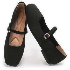 أحذية نسائية مسطحة قابلة للطي ماري جين باليه مسطحة للنساء فستان مريح بمقدمة مربعة حذاء نسائي منسوج للعمل المكتبي غير الرسمي in Kuwait