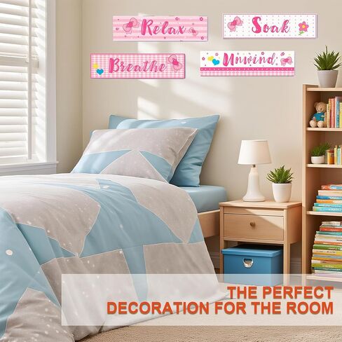 Yi-gog 4 Pcs Cartoon Room Decor Wooden Wall Art for Kids, Inspirational Nursery Bedroom Wall Decor Boys Girls, Cute Themed Sign Hanging Plaque for Home in Kuwait