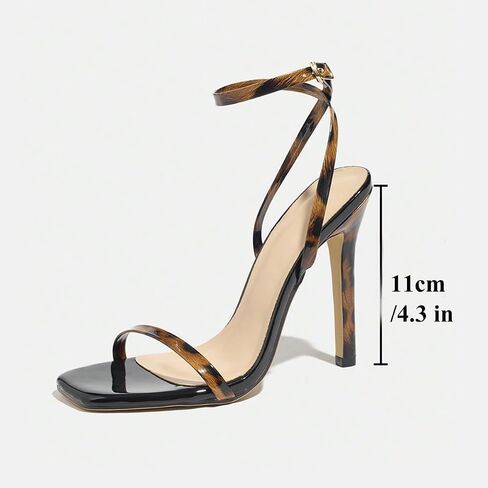 Womens Heels Sexy Square Open Toe Heeled Sandals, 4.3 Inch Stiletto Heels Party Wedding Banquet Dressy Shoes in Saudi Arabia