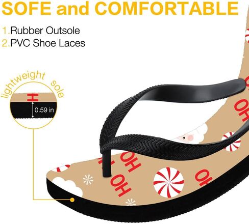 Christmas Flip Flops for Uisex Santa & Candy Cane Non Slip Holiday Parties Thong Sandals Shower Walking Pool Beach Shoes House Waterproof Slides Indoor Outdoor Home Bathroom Slippers in Saudi Arabia
