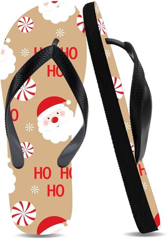Christmas Flip Flops for Uisex Santa & Candy Cane Non Slip Holiday Parties Thong Sandals Shower Walking Pool Beach Shoes House Waterproof Slides Indoor Outdoor Home Bathroom Slippers in Saudi Arabia