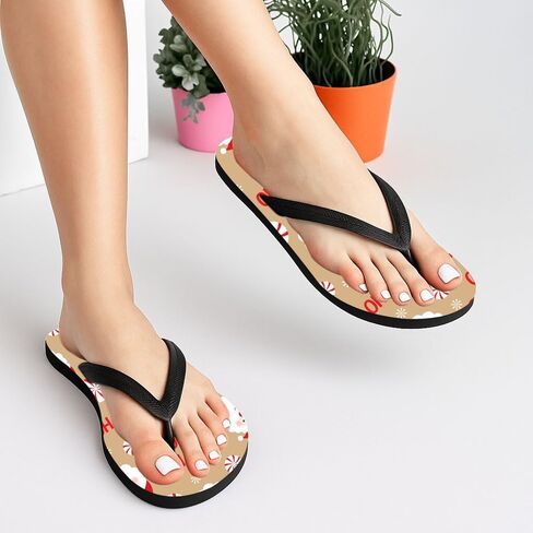 Christmas Flip Flops for Uisex Santa & Candy Cane Non Slip Holiday Parties Thong Sandals Shower Walking Pool Beach Shoes House Waterproof Slides Indoor Outdoor Home Bathroom Slippers in Saudi Arabia