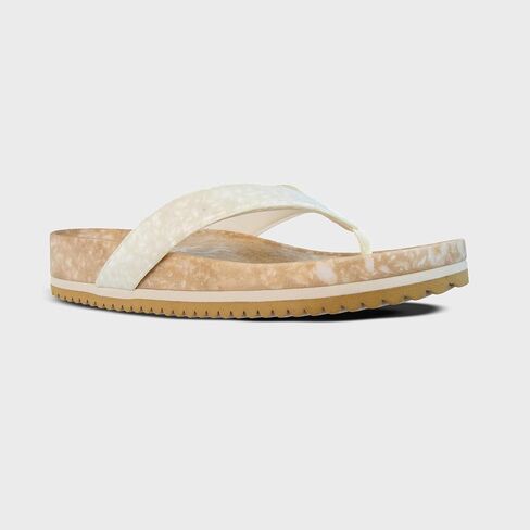 Fleks West Beach Flip Flop، للنساء والرجال، صندل مريح للتعافي للاستخدام اليومي والرياضي، دعم القوس، سير مريح للمشي على الشاطئ في الصيف، وسادة ودعم، عمود مريح من نسيج قطني طويل، صديق للماء in Kuwait