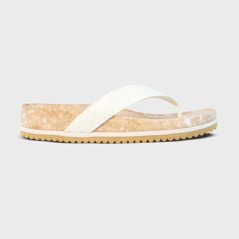 Fleks West Beach Flip Flop، للنساء والرجال، صندل مريح للتعافي للاستخدام اليومي والرياضي، دعم القوس، سير مريح للمشي على الشاطئ في الصيف، وسادة ودعم، عمود مريح من نسيج قطني طويل، صديق للماء in Kuwait