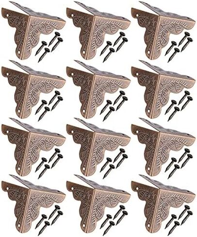 Iron Corner Decorative Protectors, 12pcs Vintage Box Jewelry Gift Case Guard for Desk, Wood Cases in Saudi Arabia