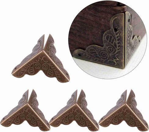 Iron Corner Decorative Protectors, 12pcs Vintage Box Jewelry Gift Case Guard for Desk, Wood Cases in Saudi Arabia