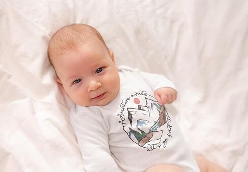 Adventure Awaits Let's Go Find It Mountains Baby Bodysuit, Camping Graphic Tee, Exploring Outfit in Saudi Arabia
