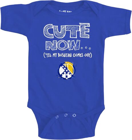 Cute Now... 'Til My Bosnian Comes Out - Bosnia Flag Peace Bodysuit - Cotton Infant Baby Clothes in Saudi Arabia