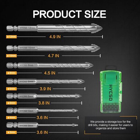Four-Blade Serrated Eccentric Drill Bits Set - 7PCS Masonry Drill Bits for Wood, Concrete, Glass, Brick, Tile, Marble, and Ceramic in Saudi Arabia