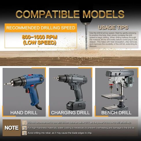 Four-Blade Serrated Eccentric Drill Bits Set - 7PCS Masonry Drill Bits for Wood, Concrete, Glass, Brick, Tile, Marble, and Ceramic in Saudi Arabia