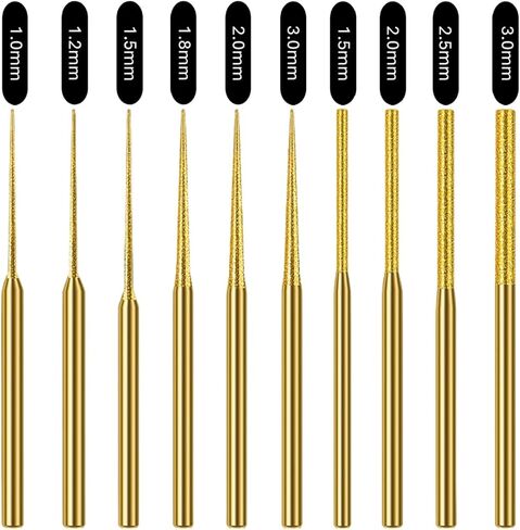 ACCUFINE 𝐃𝐢𝐚𝐦𝐨𝐧𝐝 شنت 𝐁𝐞𝐚𝐝 𝐑𝐞𝐚𝐦𝐞𝐫 مطلي بالتيتانيوم 10 قطعة أشكال مختلفة خرز مخرطة لقمة ثقب لصنع المجوهرات in Kuwait