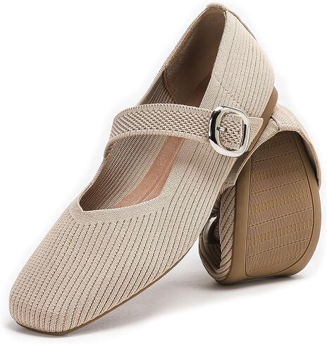 Women's Flats Shoes Foldable Mary Jane Ballet Flat for Women Comfortable Dress Square Toe Womens Knit Shoe for Casual Office Work in Kuwait