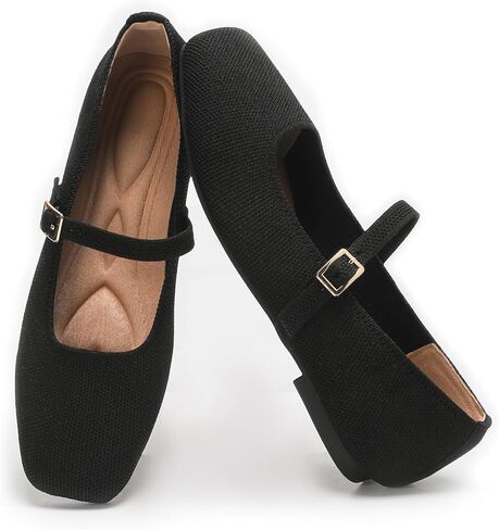 Women's Flats Shoes Foldable Mary Jane Ballet Flat for Women Comfortable Dress Square Toe Womens Knit Shoe for Casual Office Work in Kuwait