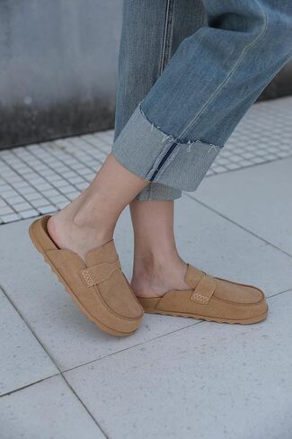 Iiimmu Women Suede Mule Loafers Slipless Slip on Flats Slids Round Toe Slides in Kuwait