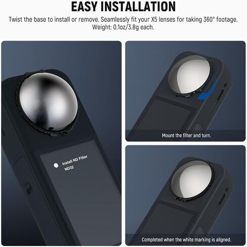 NEEWER ND Filters Compatible with Insta360 X5, ND16 Lens Filter Set, 4 Stops Light Reduction Screw On Auto Detect Multicoated Optical Glass Neutral Density, Action Camera Accessories, 2 Pack in Saudi Arabia