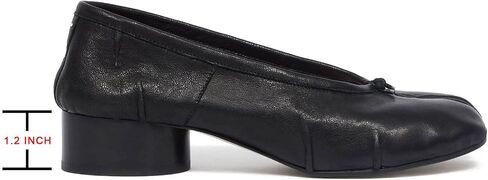 KOKOMOMO Black Split Toe Ballet Heels for Women Japanese Tabi Shoes Cylindrical Low Heels Pumps Chunky Block Heel Office Wedding Party Dress Shoes 1.2 INCH in Saudi Arabia