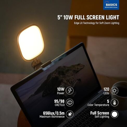 NEEWER Basics 5" 10W LED Streaming Light, Bi Color Edge Lit Clip on Full Screen USB Desk Lamp Lighting CRI95 for Monitor Laptop Computer Webcam Video Conference Zoom Call Recording, NL10 in Saudi Arabia