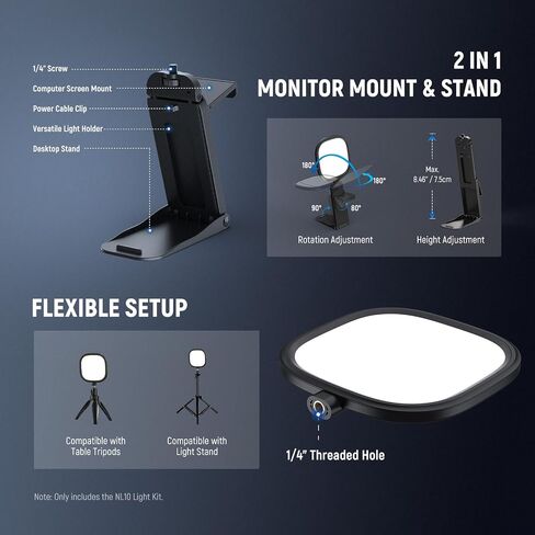 NEEWER Basics 5" 10W LED Streaming Light, Bi Color Edge Lit Clip on Full Screen USB Desk Lamp Lighting CRI95 for Monitor Laptop Computer Webcam Video Conference Zoom Call Recording, NL10 in Saudi Arabia