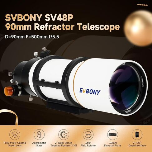 SVBONY SV48P Telescope, 90mm Aperture F5.5 Refractor OTA&1.25 inches Planetary Filter in Saudi Arabia