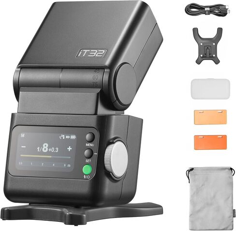 فلاش كاميرا GODOX IT32 TTL، متوافق مع سلسلة Godox X (X3/X3Pro/XPro/XProII/X2T)، 2.4G لاسلكي، GN18، وقت إعادة التدوير 1.5 ثانية، واجهة مغناطيسية in Saudi Arabia