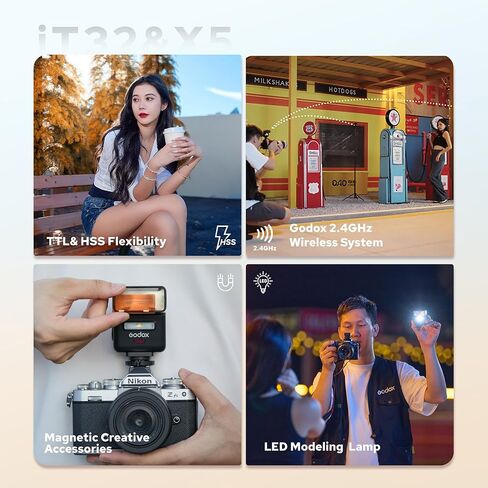 فلاش كاميرا GODOX IT32 TTL، متوافق مع سلسلة Godox X (X3/X3Pro/XPro/XProII/X2T)، 2.4G لاسلكي، GN18، وقت إعادة التدوير 1.5 ثانية، واجهة مغناطيسية in Saudi Arabia