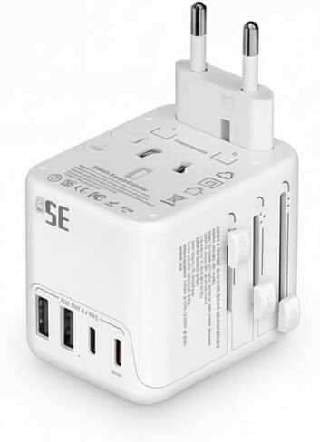 محول سفر عالمي بقدرة 35 وات - محول سفر الكل في واحد مع شحن USB سريع ذكي - محول توصيل آمن للهواتف والكاميرات - اختيار موثوق للسفر الدولي والاستخدام اليومي in Kuwait