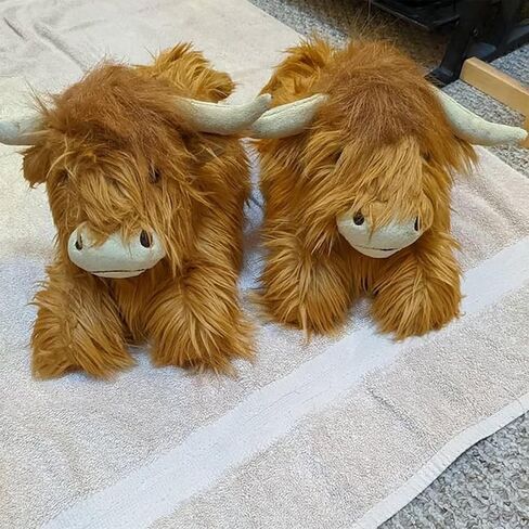 Highland Cow Slippers for Women, Hyland Cattle Slippers Fluffy Scottish Soft Warm Animal House Plush Slippers for Cow Lover Christmas Birthday Gift - Fuzzy Cartoon Design in Saudi Arabia