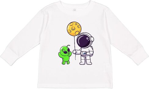 inktastic Astronaut Holding a Moon Balloon Toddler Long Sleeve T-Shirt in Saudi Arabia