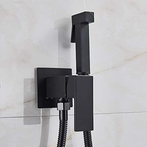 Faucet Brass Shower Tap Black Washer Mixer Cold Hot Water Mixer Crane Square Shower Sprayer Head Tap Toilet Faucets in Saudi Arabia