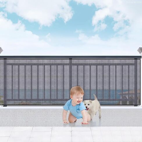 Banister Guard for Baby，10X3ft Balcony Safety Net for Kids,Stair Safety Net for Kids,Railing Covers for Stairs,Baby Stair Net Fit for Child, Small Pet, Toy - Black in Saudi Arabia