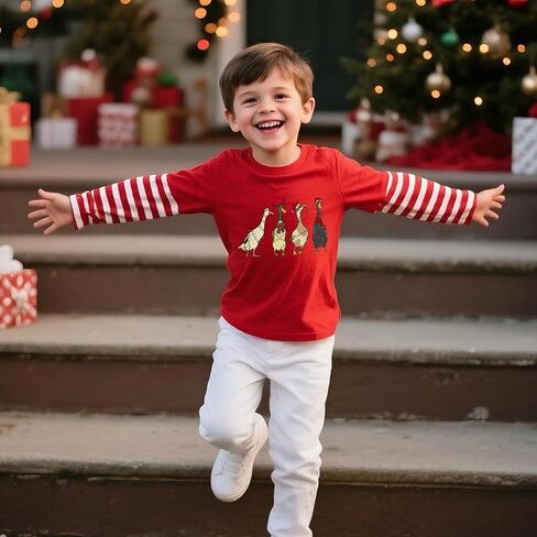 قمصان للأولاد والبنات لعيد الميلاد للأطفال الصغار في عيد الميلاد المجيد على شكل قصب حلوى مضحكة للعطلات ملابس للأطفال من سن 2 إلى 7 سنوات in Kuwait