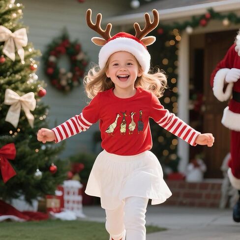 قمصان للأولاد والبنات لعيد الميلاد للأطفال الصغار في عيد الميلاد المجيد على شكل قصب حلوى مضحكة للعطلات ملابس للأطفال من سن 2 إلى 7 سنوات in Kuwait