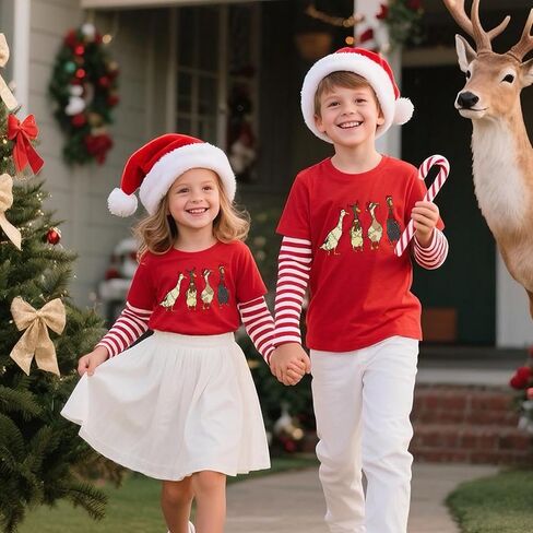 قمصان للأولاد والبنات لعيد الميلاد للأطفال الصغار في عيد الميلاد المجيد على شكل قصب حلوى مضحكة للعطلات ملابس للأطفال من سن 2 إلى 7 سنوات in Kuwait