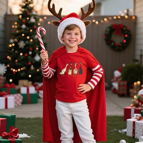 قمصان للأولاد والبنات لعيد الميلاد للأطفال الصغار في عيد الميلاد المجيد على شكل قصب حلوى مضحكة للعطلات ملابس للأطفال من سن 2 إلى 7 سنوات in Kuwait