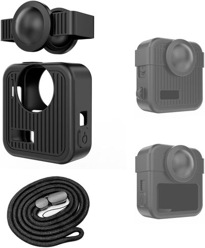 حافظة واقية من السيليكون لكاميرا Gopro MAX2، غطاء حماية من السيليكون مقاوم للغبار والخدوش والسقوط لهاتف MAX2، تأتي مع حزام يد وغطاء لعدسة الكاميرا in Saudi Arabia