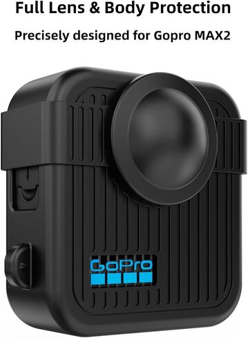 حافظة واقية من السيليكون لكاميرا Gopro MAX2، غطاء حماية من السيليكون مقاوم للغبار والخدوش والسقوط لهاتف MAX2، تأتي مع حزام يد وغطاء لعدسة الكاميرا in Saudi Arabia