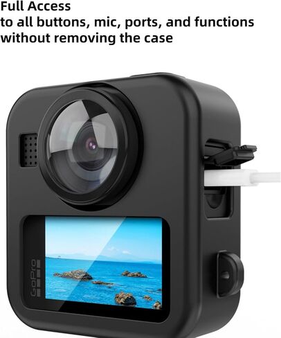 حافظة واقية من السيليكون لكاميرا Gopro MAX2، غطاء حماية من السيليكون مقاوم للغبار والخدوش والسقوط لهاتف MAX2، تأتي مع حزام يد وغطاء لعدسة الكاميرا in Saudi Arabia