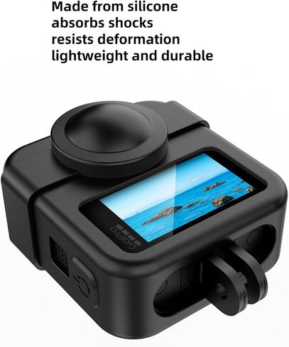 حافظة واقية من السيليكون لكاميرا Gopro MAX2، غطاء حماية من السيليكون مقاوم للغبار والخدوش والسقوط لهاتف MAX2، تأتي مع حزام يد وغطاء لعدسة الكاميرا in Saudi Arabia