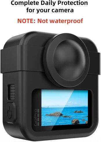 حافظة واقية من السيليكون لكاميرا Gopro MAX2، غطاء حماية من السيليكون مقاوم للغبار والخدوش والسقوط لهاتف MAX2، تأتي مع حزام يد وغطاء لعدسة الكاميرا in Saudi Arabia