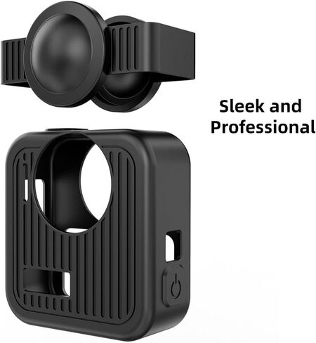 حافظة واقية من السيليكون لكاميرا Gopro MAX2، غطاء حماية من السيليكون مقاوم للغبار والخدوش والسقوط لهاتف MAX2، تأتي مع حزام يد وغطاء لعدسة الكاميرا in Saudi Arabia