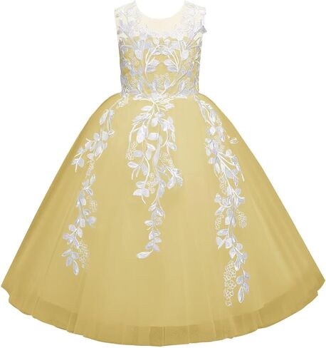 Lace Applique Flower Girl Dress Wedding Tulle Bow Knot Ball Gowns Crew Neck Sleeveless First Communion Long Dress in Saudi Arabia