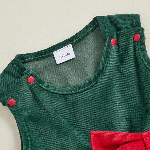 Kids Toddler Baby Girl Christmas Outfit Green/Red Corduroy Dress One Piece Embroidered A Line Dress Clothes in Saudi Arabia