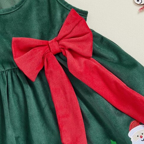 Kids Toddler Baby Girl Christmas Outfit Green/Red Corduroy Dress One Piece Embroidered A Line Dress Clothes in Saudi Arabia