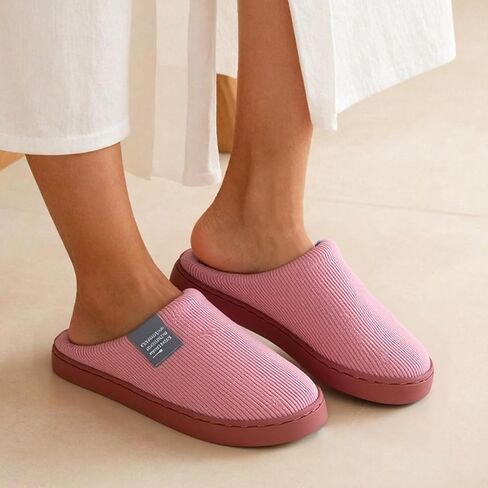 House Slippers for Men Closed Toe Women Memory Foam Bedroom Shoes Solid Winter Warm Slippers in Saudi Arabia