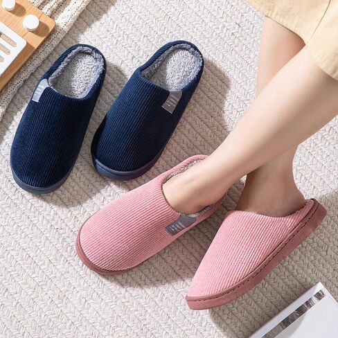 House Slippers for Men Closed Toe Women Memory Foam Bedroom Shoes Solid Winter Warm Slippers in Saudi Arabia