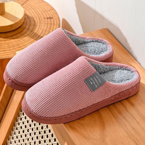 House Slippers for Men Closed Toe Women Memory Foam Bedroom Shoes Solid Winter Warm Slippers in Saudi Arabia